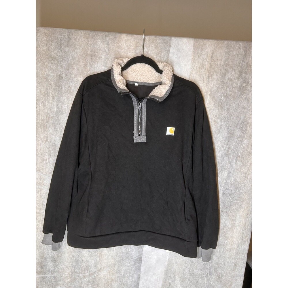 Carhartt Fleece Quarter Zip Size L Pullover Shirt To Men or Women Black Gray
